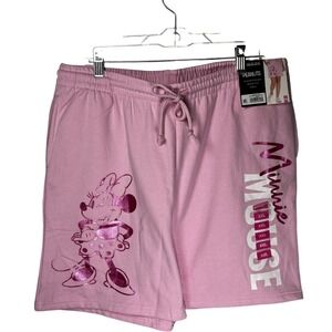 NWT Minnie Mouse Pink Metallic Foil Shorts Licensed Character  Women's XXL